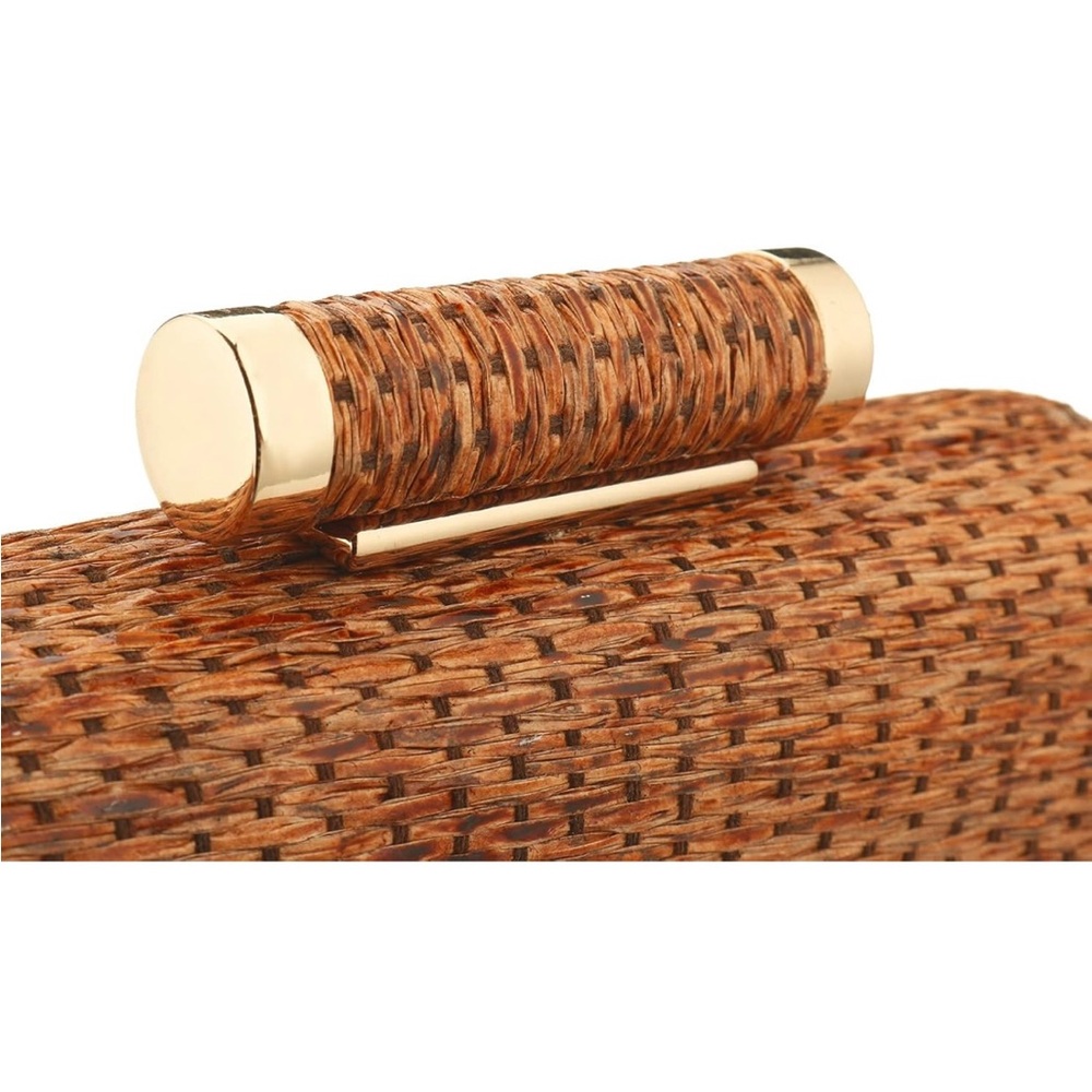 Straw woven hard body clutch bag - Picture 2 of 7